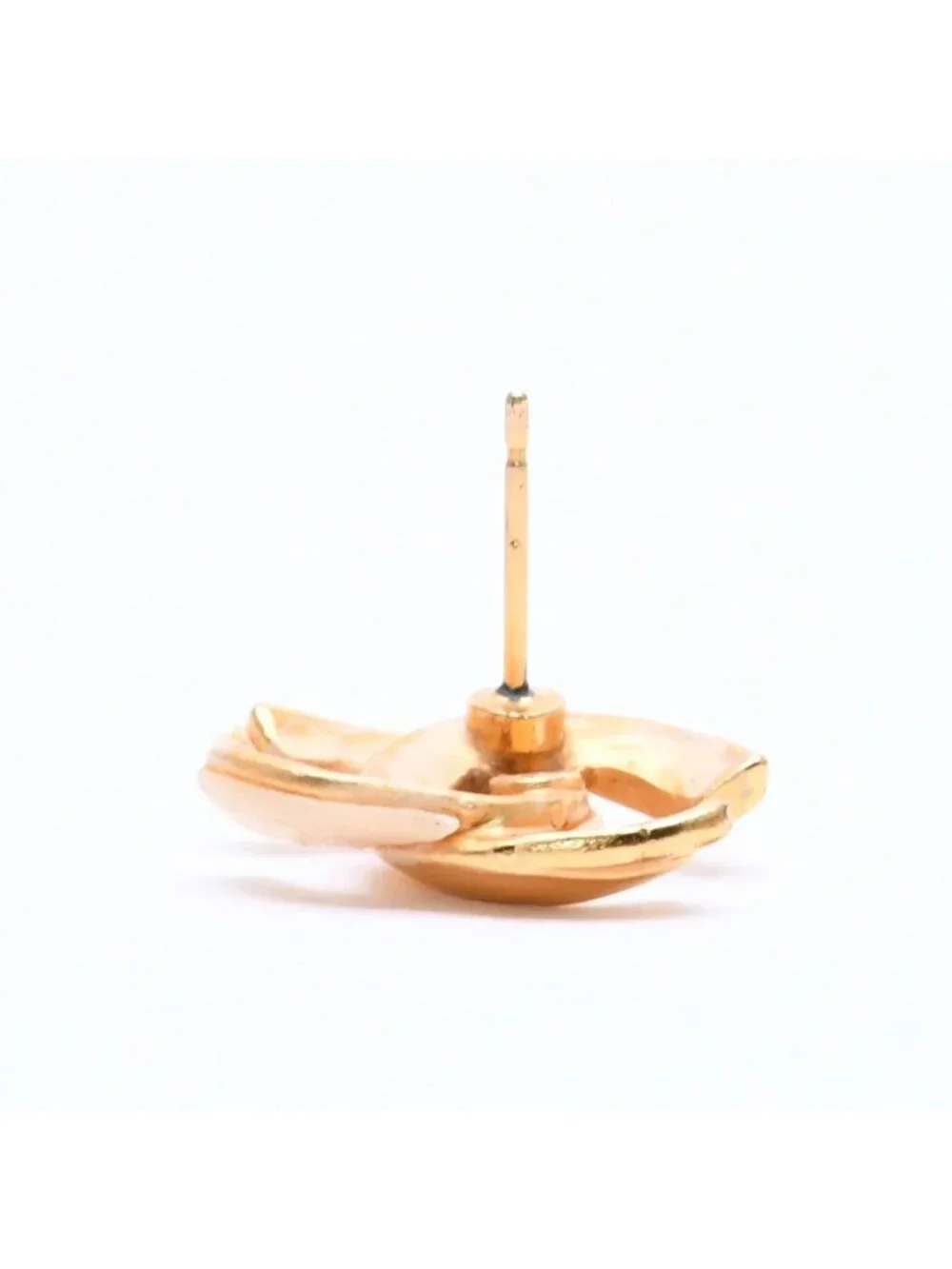 Chanel Earrings CC Logo 00 Gold Ivory Bicolor Metal